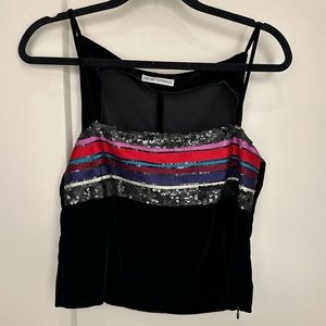 Black Velvet and Sequined Emporio Armani Tank Top S/M